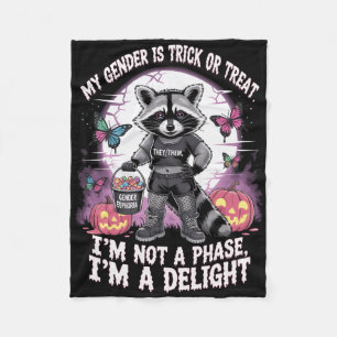 Nicht binäre Halloween-Raccoon-Pronomen keine Phas Fleecedecke