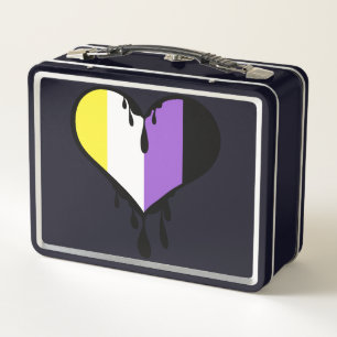 Nicht binäre Pride Dripping Heart Metall Brotdose