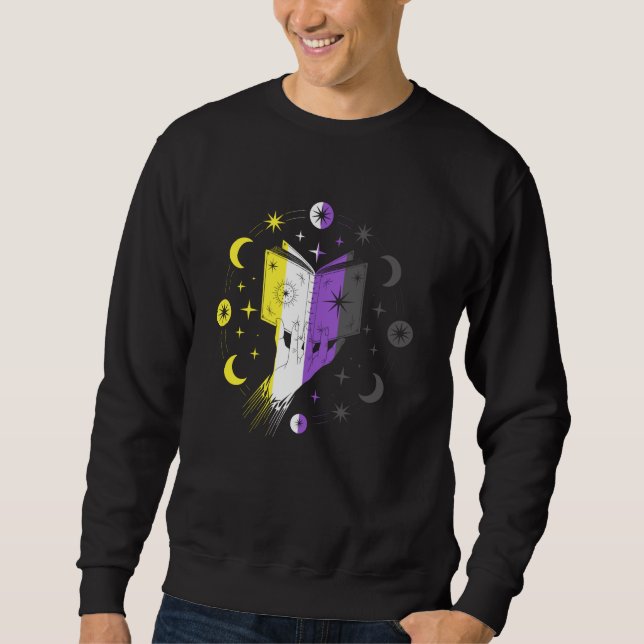 Nicht binäre Pride Magic Book Non Binary LGBTQ Sta Sweatshirt (Vorderseite)