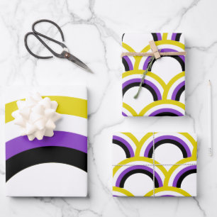 Nicht binäre Regenbogenflagge, nicht binär Geschenkpapier Set