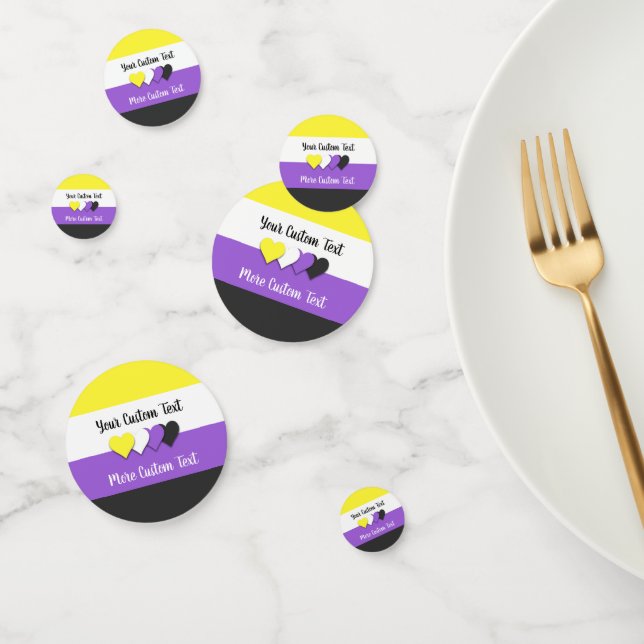 Nicht binäre Stolperflagge mit Herzen Konfetti (Gruppe)