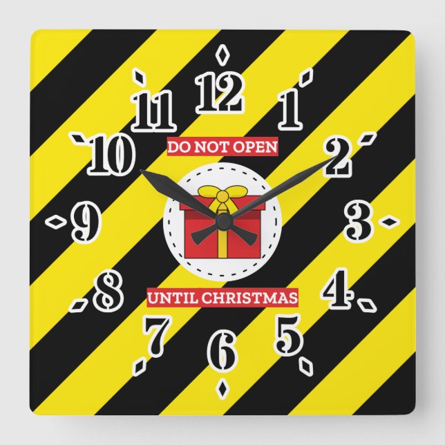 Nicht bis Weihnachten öffnen Quadratische Wanduhr (Vorderseite)