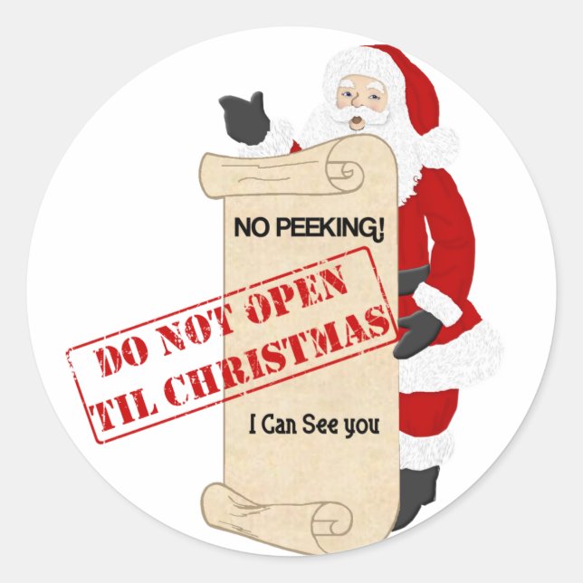 Nicht bis Weihnachten öffnen Runder Aufkleber (Vorderseite)