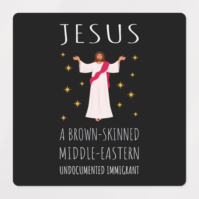 Nicht dokumentierter Jesus-brauner Einwanderer I Etiketten (Design 1)