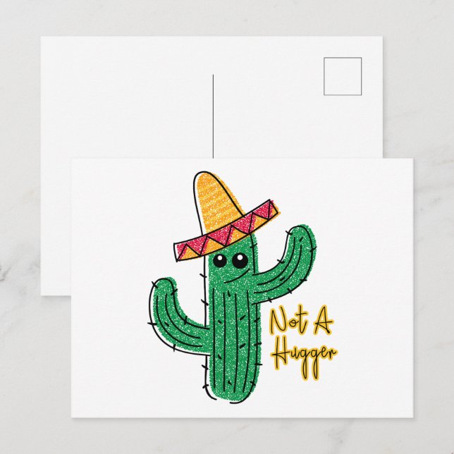 Nicht ein Hugger Cactus Mexican Sombrero Postkarte (Vorne/Hinten)