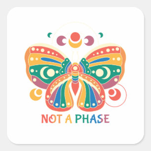 Nicht eine Phase - farbenfroher Butterfly-LGBTQ-St Quadratischer Aufkleber
