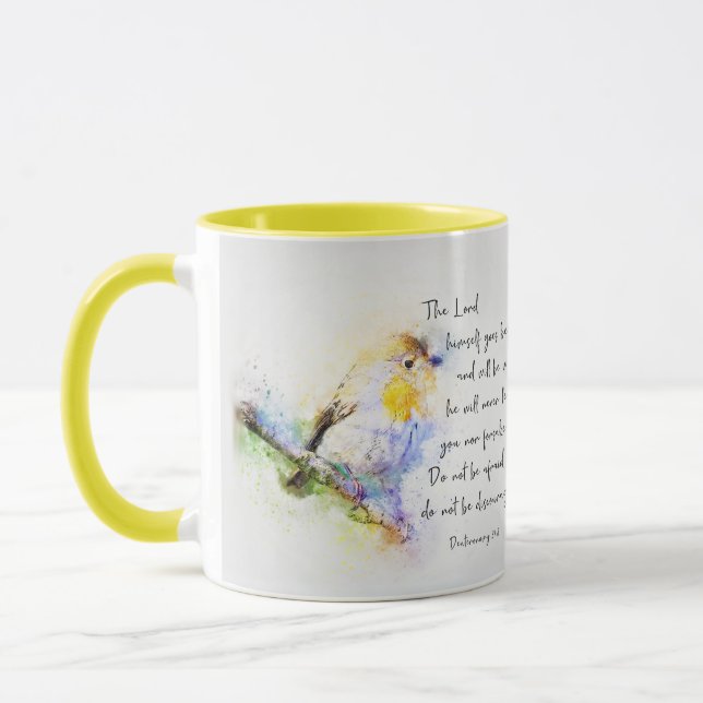 Nicht entmutigen, Wasserfarbvogel Tasse (Links)
