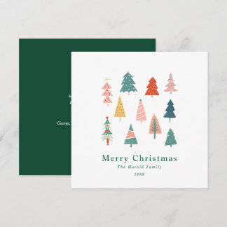 Nicht Foto Elegante Green Christmas Trees Card Feiertagskarte