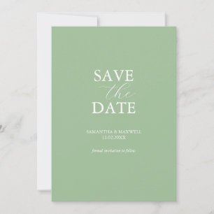 Nicht-Foto-Hochzeit speichern Sie das Datum Grün Save The Date