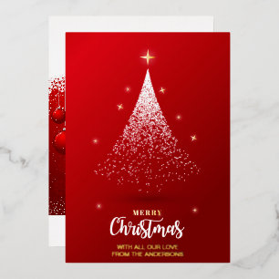 NICHT-FOTO WEIHNACHTSGRUSS FESTLICH ROT ELEGANTER FOLIENEINLADUNG