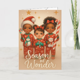 Nicht-Foto-Weihnachtskarte Kinder im Vintage-Stil Feiertagskarte