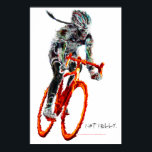 Nicht frilisch. Fahrradfahrerinnen und Flammen Poster<br><div class="desc">Eine Radlerin in surrealen Flammen,  zusammen mit ihrem heißen Fahrrad ihres Rauchers. Am entschiedensten ist sie nicht froh. Sie macht Spaß.</div>