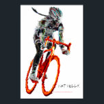 Nicht frilisch. Fahrradfahrerinnen und Flammen Poster<br><div class="desc">Eine Radlerin in surrealen Flammen, zusammen mit ihrem heißen Fahrrad ihres Rauchers. Am entschiedensten ist sie nicht froh. Sie macht Spaß.</div>