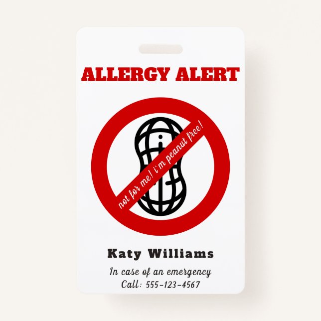 Nicht für mich, ich bin erdnussfrei! Kids Allergie Ausweis (Vorderseite)