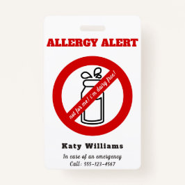 Nicht für mich, ich bin Molkereifrei! Kids Allergi Ausweis