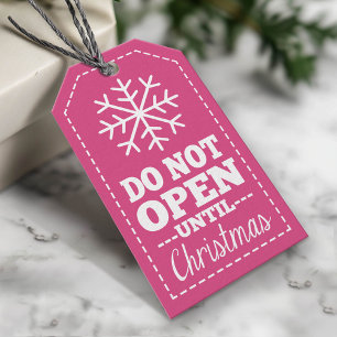 Nicht geöffnet bis Weihnachten Schneeflocke - rosa Geschenkanhänger