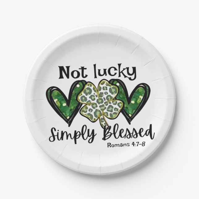 Nicht glücklich, einfach gesegnet Lucky Charm St P Pappteller (Vorderseite)