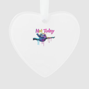 Nicht heute � Buntes Faultier Neon-Kunstwerk Klass Ornament