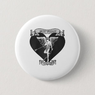 Nicht heute Cupid Arrow Shot Tattoo Style Gray Ant Button
