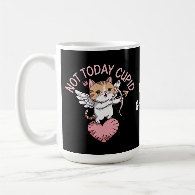 Nicht heute Cupid Funny und Niedlich Anti-Valentin Kaffeetasse (Links)