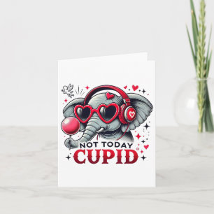 Nicht heute Cupid mit Elefant und Herz Kopfhörern Karte