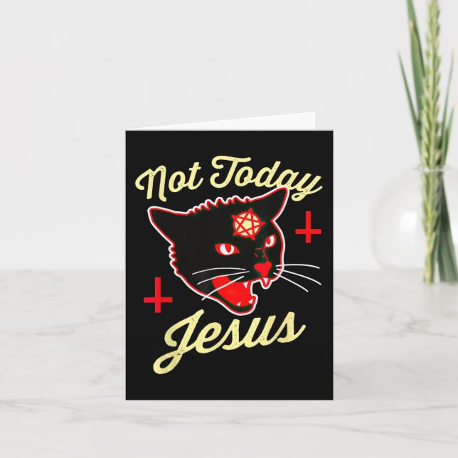 Nicht heute hat Jesus den Satan Cat Todeskreuz Vin Karte (Vorderseite)