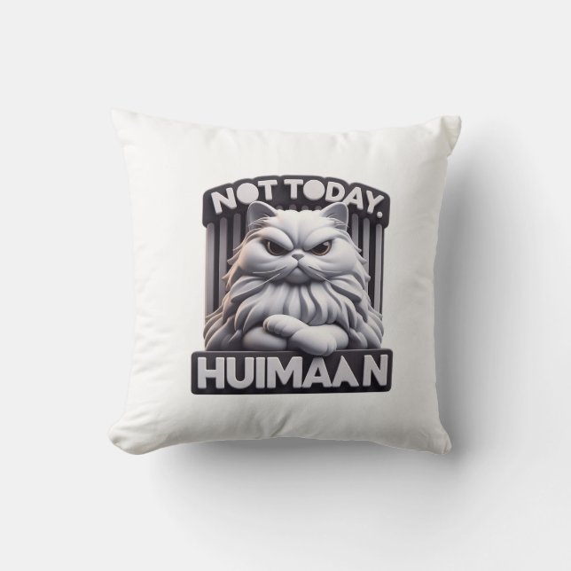 Nicht heute, Huimaan Funny Angry Cat Design - Grum Kissen (Vorderseite)