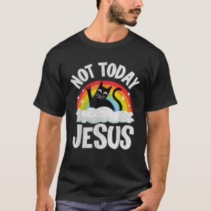 Nicht heute Jesus Satanic Cat Rainbow Goth Funny D T-Shirt