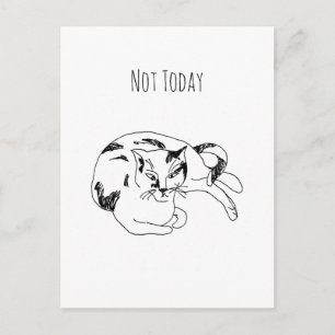 Nicht heute Katze – Lustige minimalistische Linien Postkarte