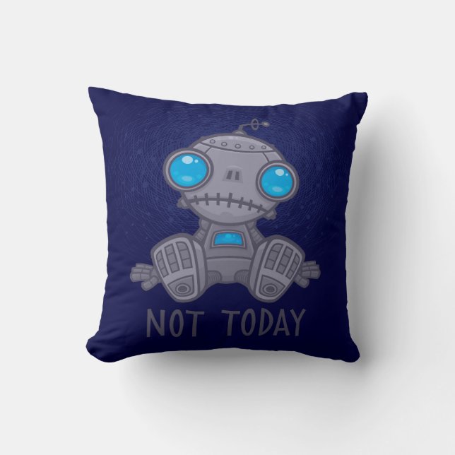 Nicht heute Sad Robot Kissen (Vorderseite)