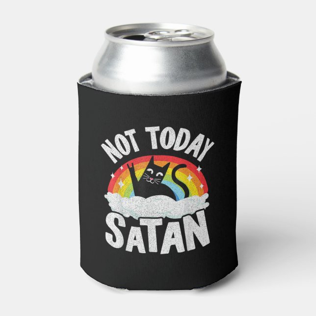 Nicht heute Satan Cat Rainbow Goth Jesus Funny Dea Dosenkühler (Kanne Vorderseite)