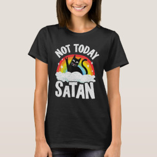 Nicht heute Satan Cat Rainbow Goth Jesus Funny Dea T-Shirt