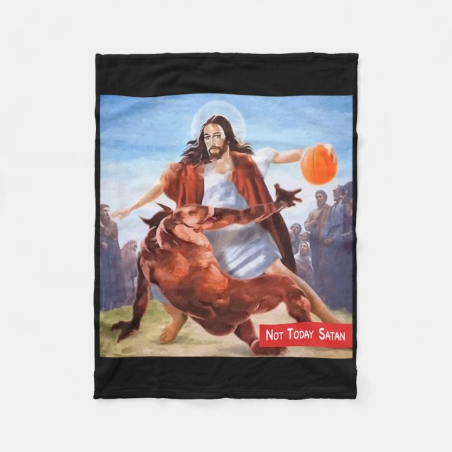 Nicht heute Satan Jesus Crossover Bysketbyll Fun M Fleecedecke (Vorderseite)