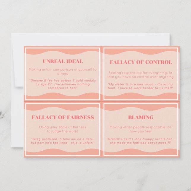 Nicht hilfreiche Denkstile Moderne Peach Set Cards Einladung (Vorderseite)