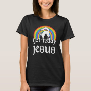 Nicht Jesus heute Rainbow Satanic Cat Goth Konzert T-Shirt