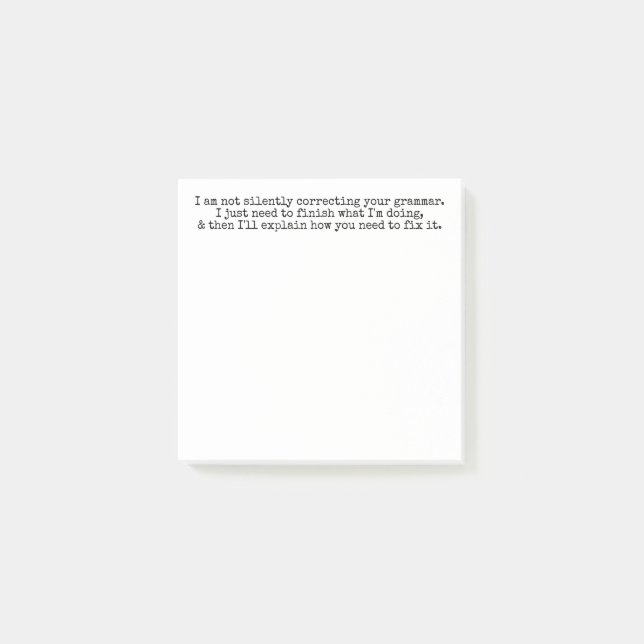 Nicht leise Korrektur Ihres Grammar (noch) Post-it Klebezettel (Vorderseite)