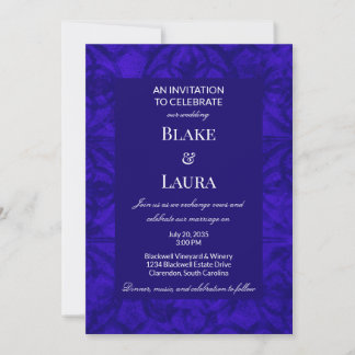 Nicht lila Winter Indigo Batik Hochzeit individuel Einladung