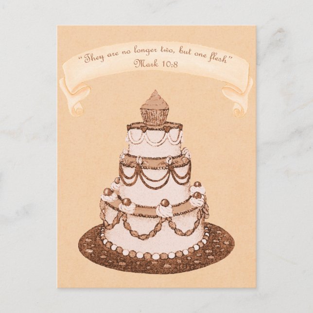 Nicht mehr 2 sondern 1 Fleisch~Wedgecake Scripture Postkarte (Vorderseite)