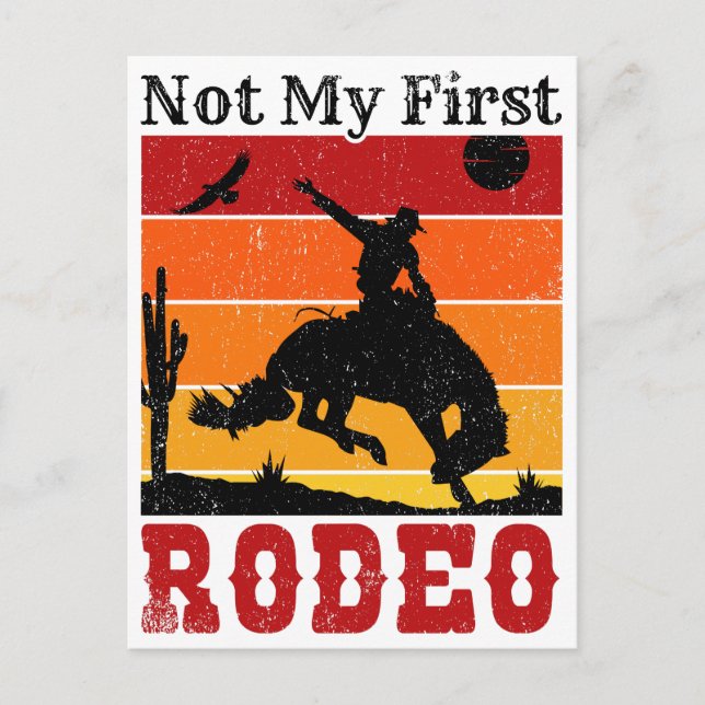 Nicht mein erstes Rodeo Cowboy Cowgirl Pferd Sunse Postkarte (Vorderseite)