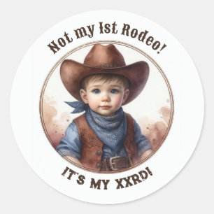 „Nicht mein erstes Rodeo“ Cowboy Kleinkind Western Runder Aufkleber