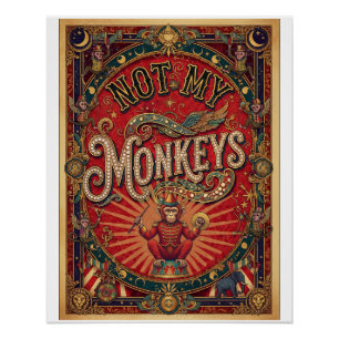 Nicht meine Affen! Ringmeister, Rot und Gold Poster
