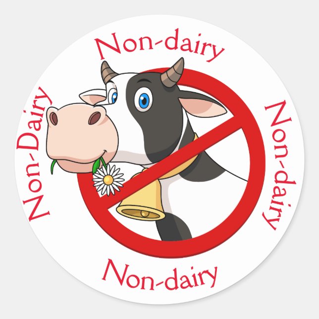 Nicht Milcherzeugnisse mit Kuhsticker Runder Aufkleber (Vorderseite)