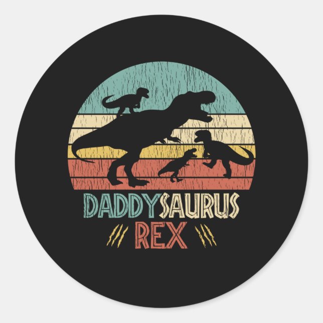 Nicht mit Daddy Saurus Dinosaur Vater Runder Aufkleber (Vorderseite)