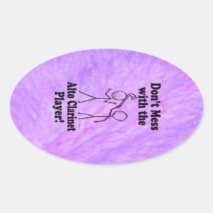 Nicht mit dem Alto Klarinette Player Oval Stic ver Ovaler Aufkleber