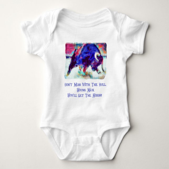Nicht mit dem Bull Baby White One Stück durcheinan Baby Strampler (Vorderseite)