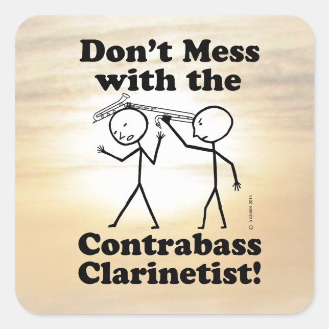 Nicht mit dem Kontrabass Clarinetis Square zaubern Quadratischer Aufkleber (Vorderseite)