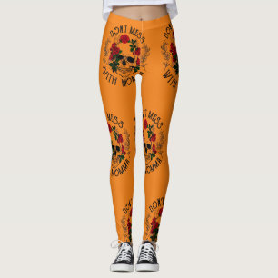 Nicht mit Momma, Blumenschädel Leggings
