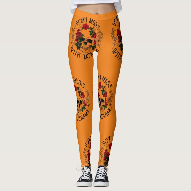 Nicht mit Momma, Blumenschädel Leggings (Vorderseite)