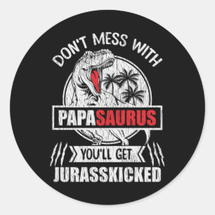 Nicht mit Papa Saurus Dinosaur Familienvater durch Runder Aufkleber