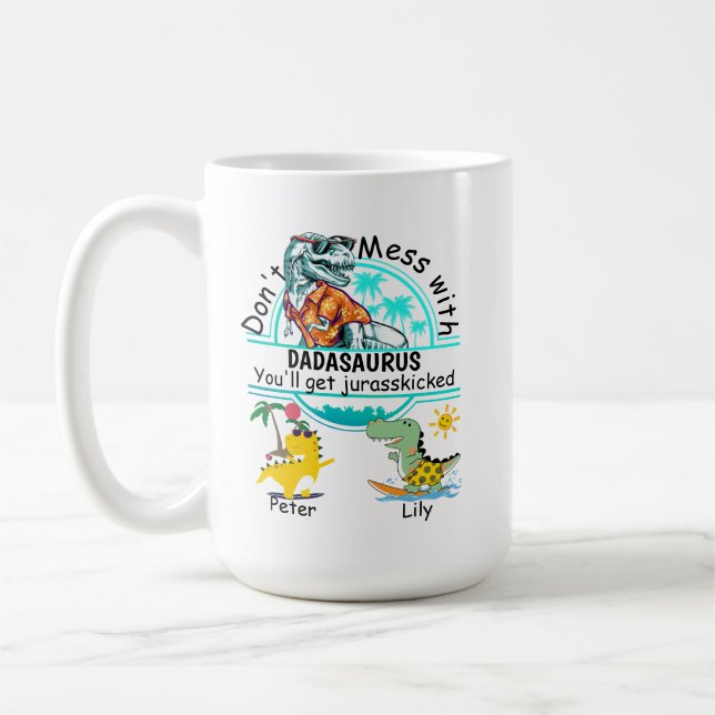 Nicht mit Papasaurus-Sommerkaffee-Tasse verprügeln Kaffeetasse (Links)